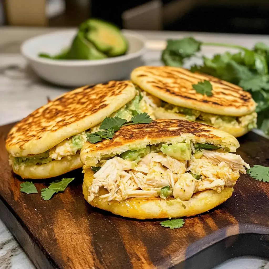 Hausgemachte Arepas mit cremiger Reina Pepiada Füllung