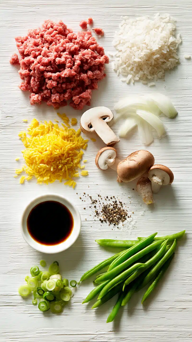 Einfache Hackfleisch gebratener Reis – 15 Minuten schnelle Mahlzeit