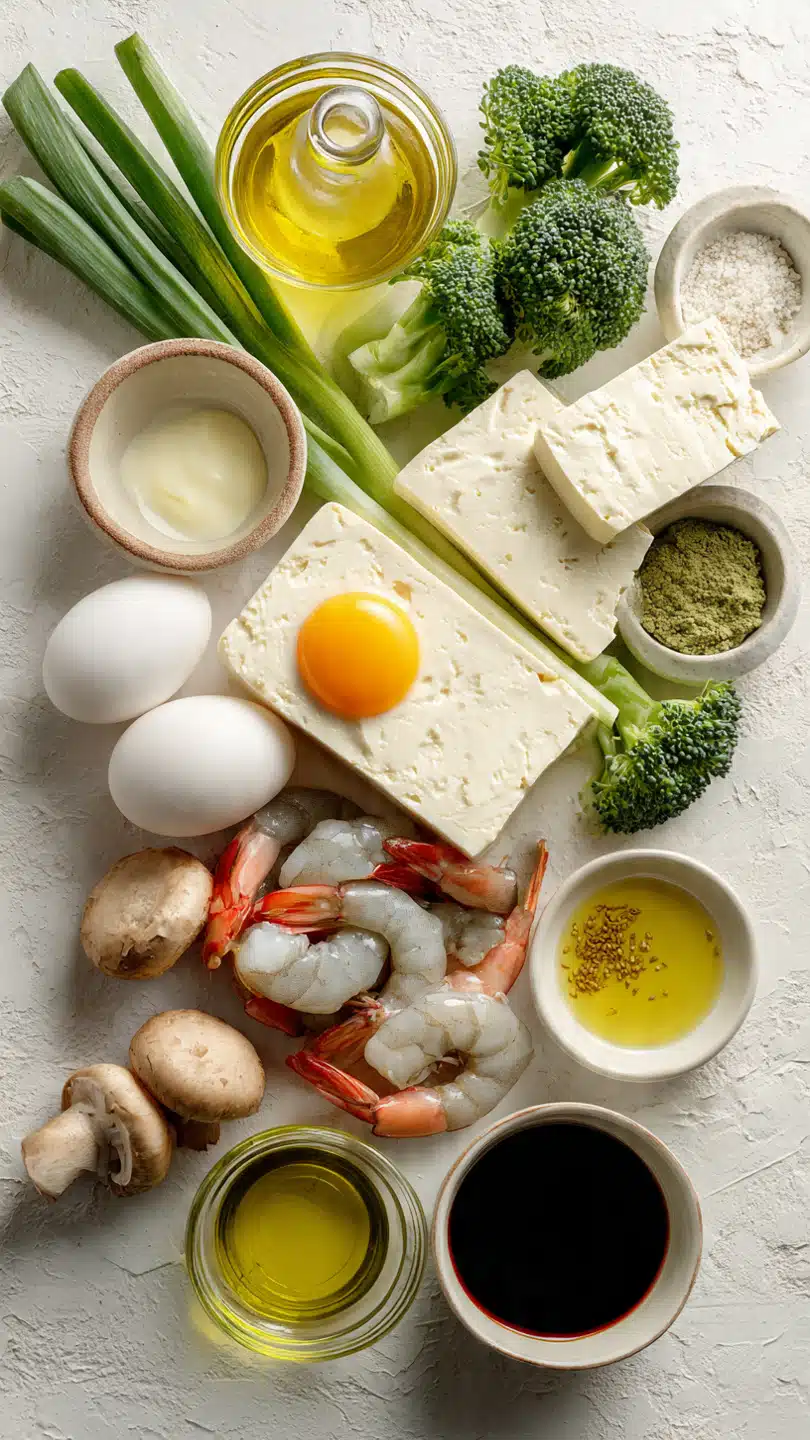 Magische gedämpfte Eier und Tofu mit Garnelen – lecker und leicht