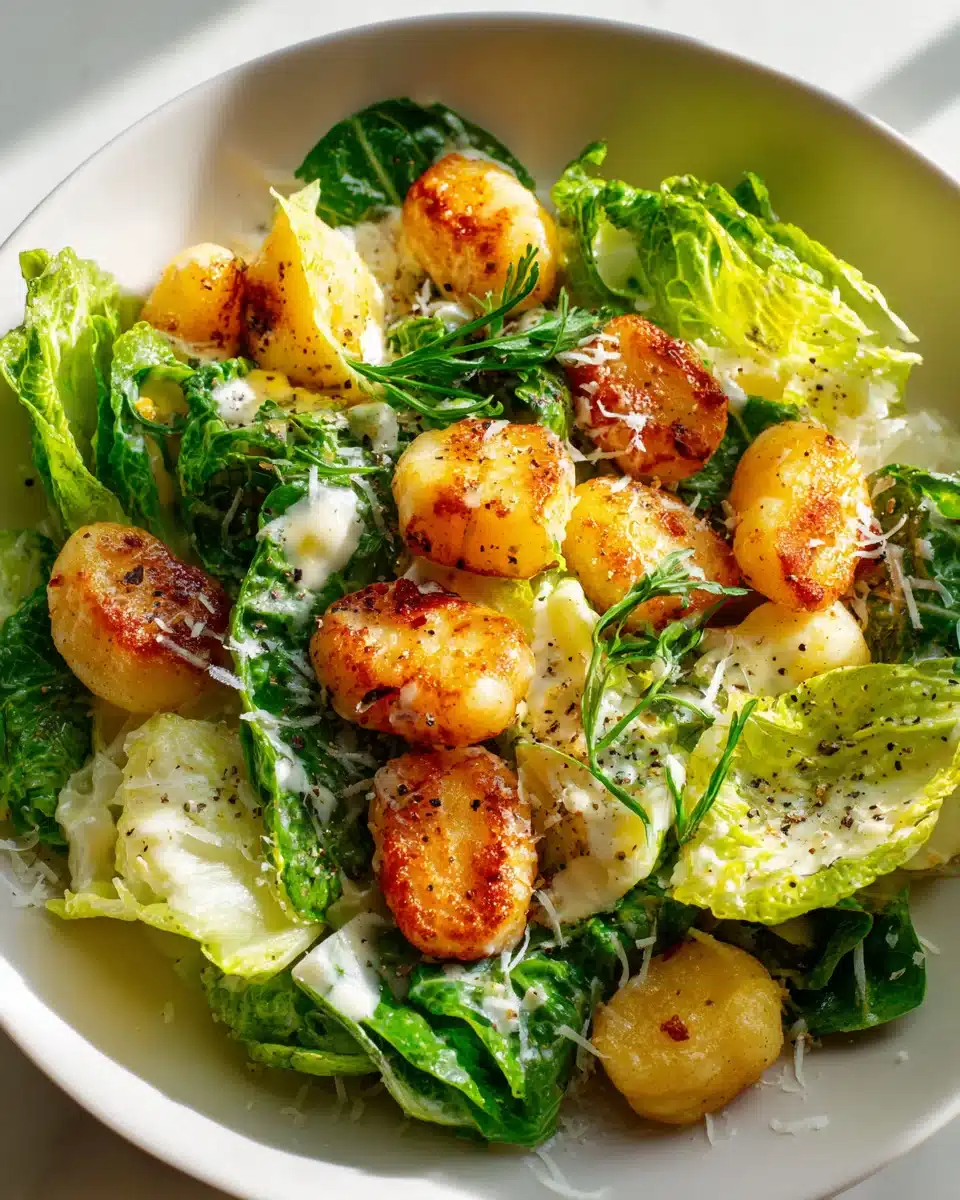 Knuspriger Gnocchi Caesar Salat mit Zitronendressing 4 Knuspriger Gnocchi Caesar Salat mit Zitronendressing