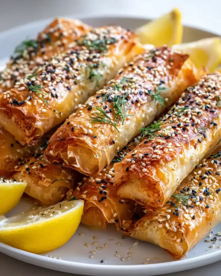 Knusprige Ofen Feta Rollchen mit Blätterteig und Feta-Käse