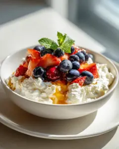 Gesunde Cottage Cheese Frühstücks-Bowls mit frischen Zutaten