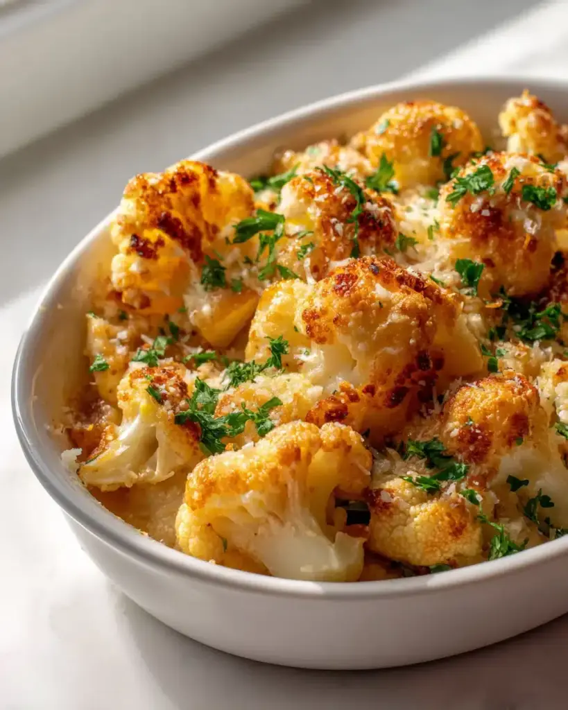 Cremiger Knoblauch-Parmesan Blumenkohl Auflauf