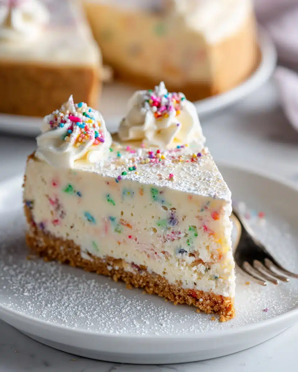 No Bake Funfetti Käsekuchen: Kühlschrank-Geburtstagstorte 4 No Bake Funfetti Käsekuchen: Kühlschrank-Geburtstagstorte