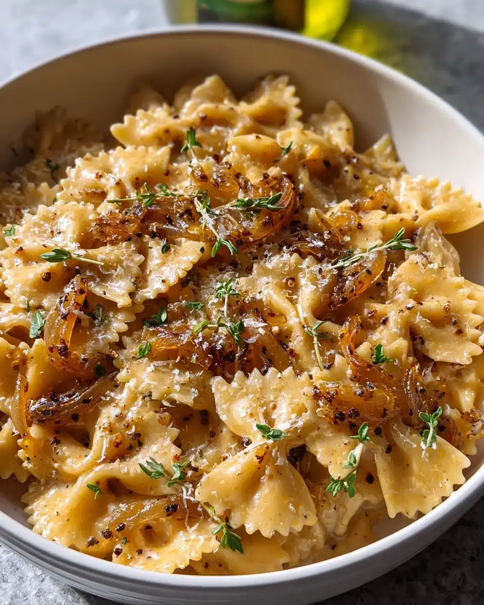 Cremige One Pot Onion Pasta für ein schnelles Abendessen 4 Cremige One Pot Onion Pasta für ein schnelles Abendessen