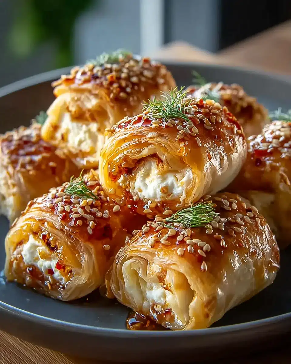 Knusprige Feta Rollen mit Chili und Honig für herzhafte Snacks 4 Knusprige Feta Rollen mit Chili und Honig für herzhafte Snacks