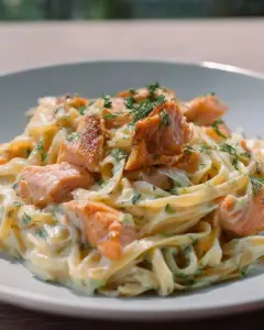 Pasta mit Lachs und Sahnesoße