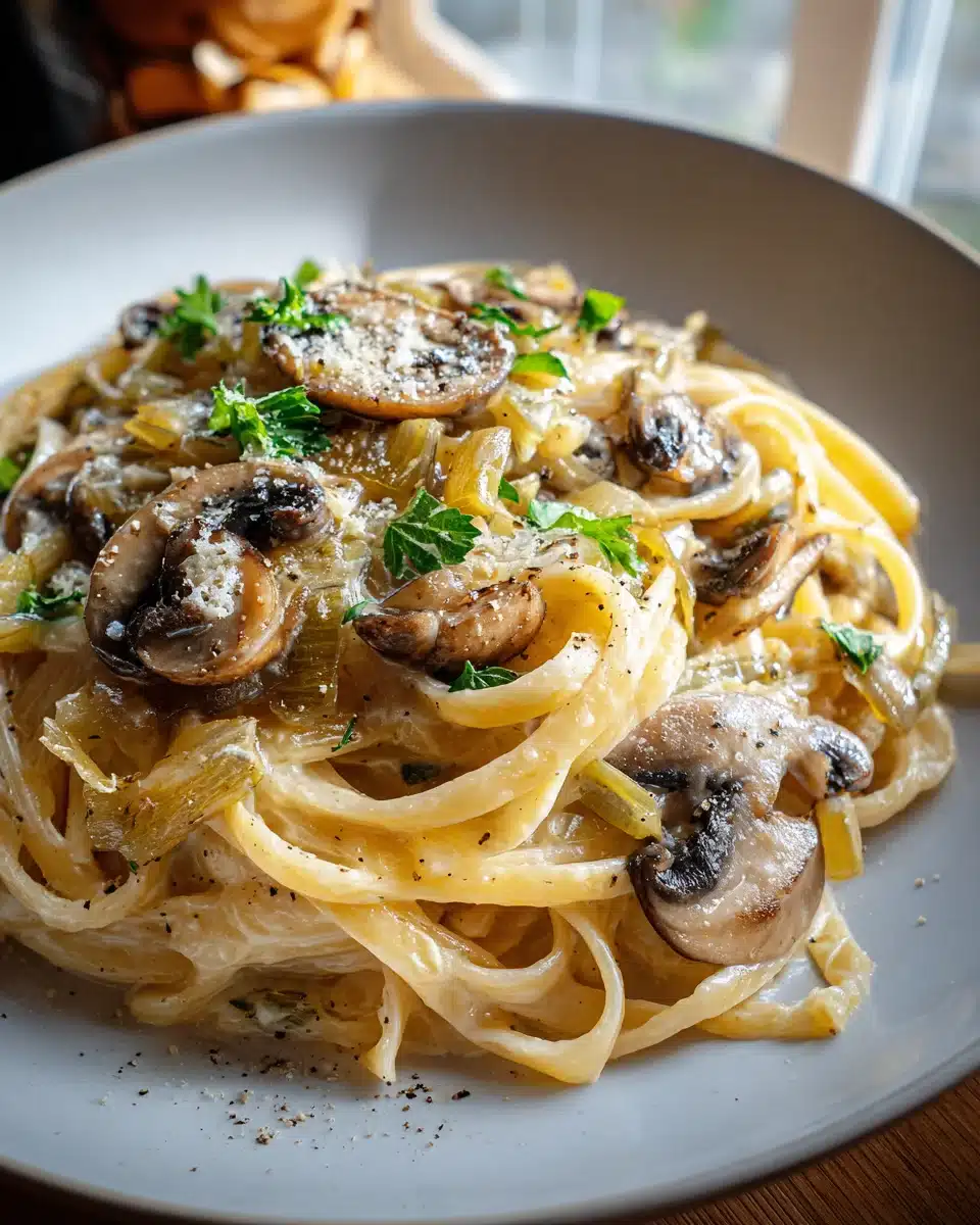 Pasta mit karamellisiertem Lauch, Pilzen und Gruyère – Ein wohliger Genuss 4 Pasta mit karamellisiertem Lauch, Pilzen und Gruyère – Ein wohliger Genuss