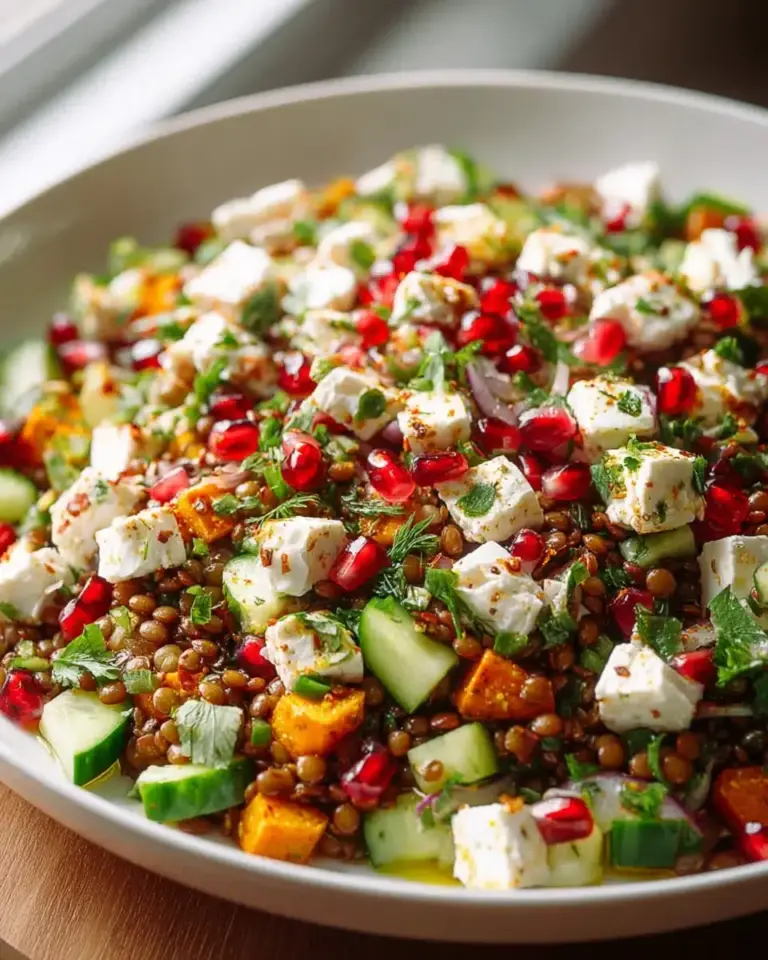 Aromatischer orientalischer Linsensalat mit Feta – ein frischer Genuss!