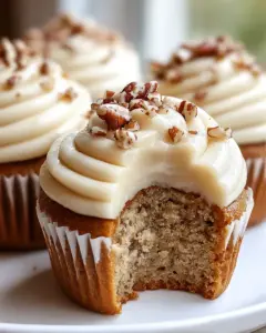 Unwiderstehliche Bananen-Zimt-Pekannuss-Cupcakes mit Frischkäse-Frosting