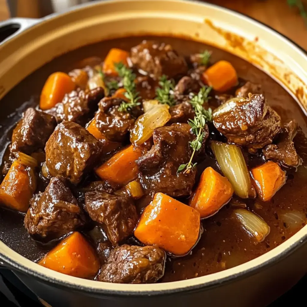 Klassisches Französisches Rindfleisch Bourguignon – Ein Köstliches Comfort Food