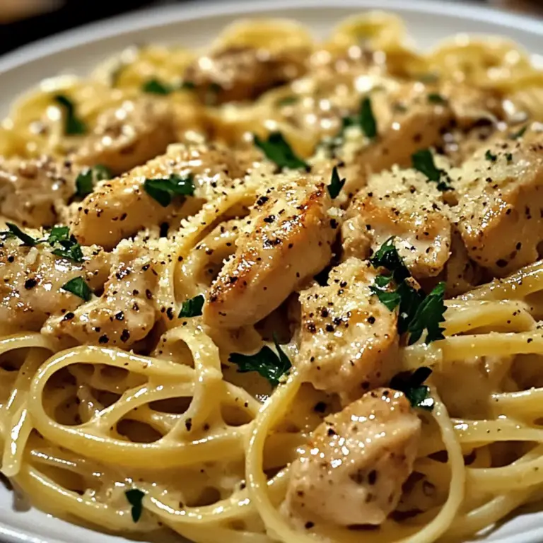 Cremige Hühnchen-Linguine – Perfektes, herzhaftes Pasta-Gericht