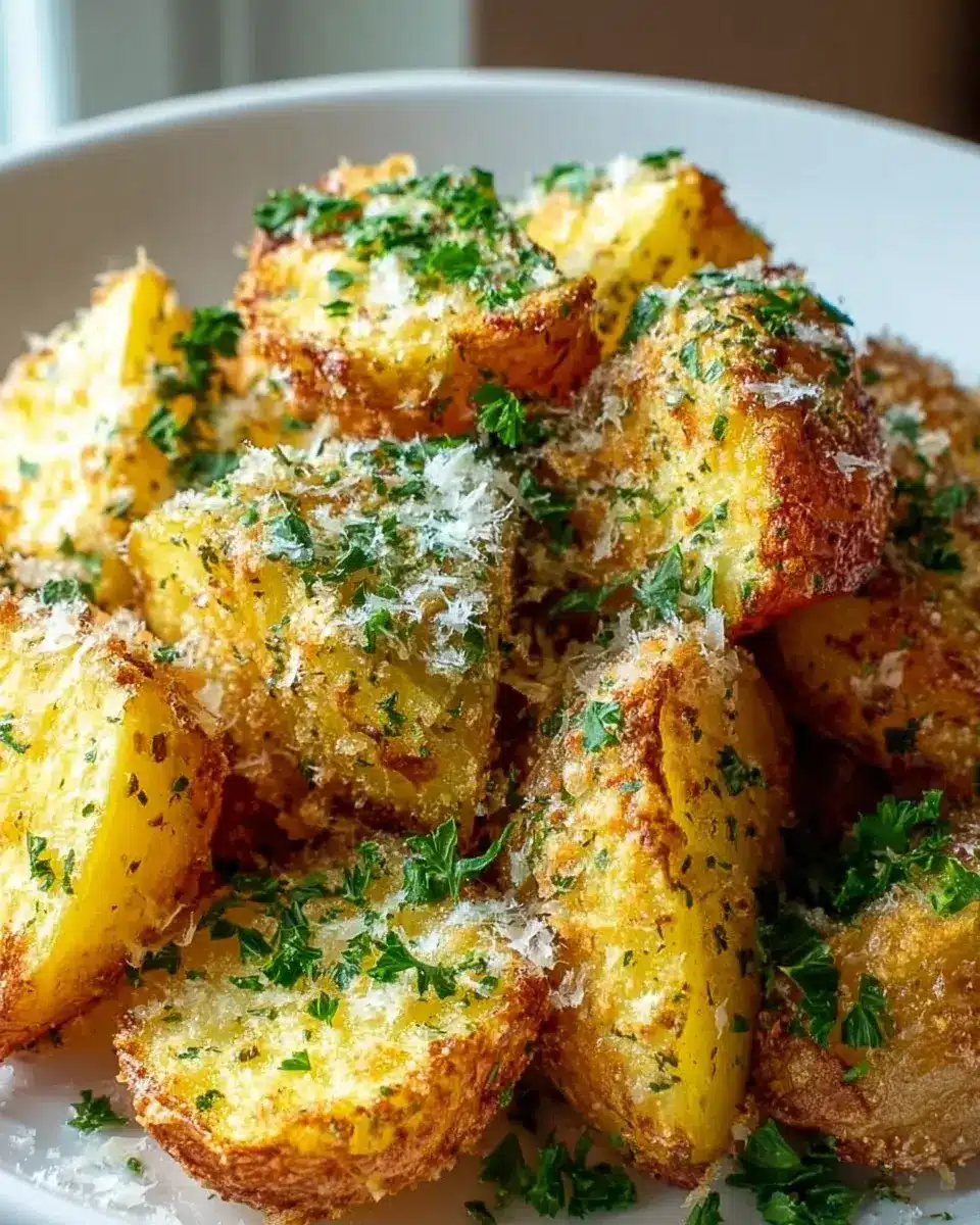 Air Fryer Baked Garlic Parmesan Potatoes