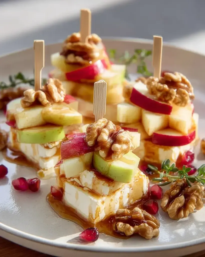 Apfel-Camembert-Spieße mit Walnüssen – Genuss pur!
