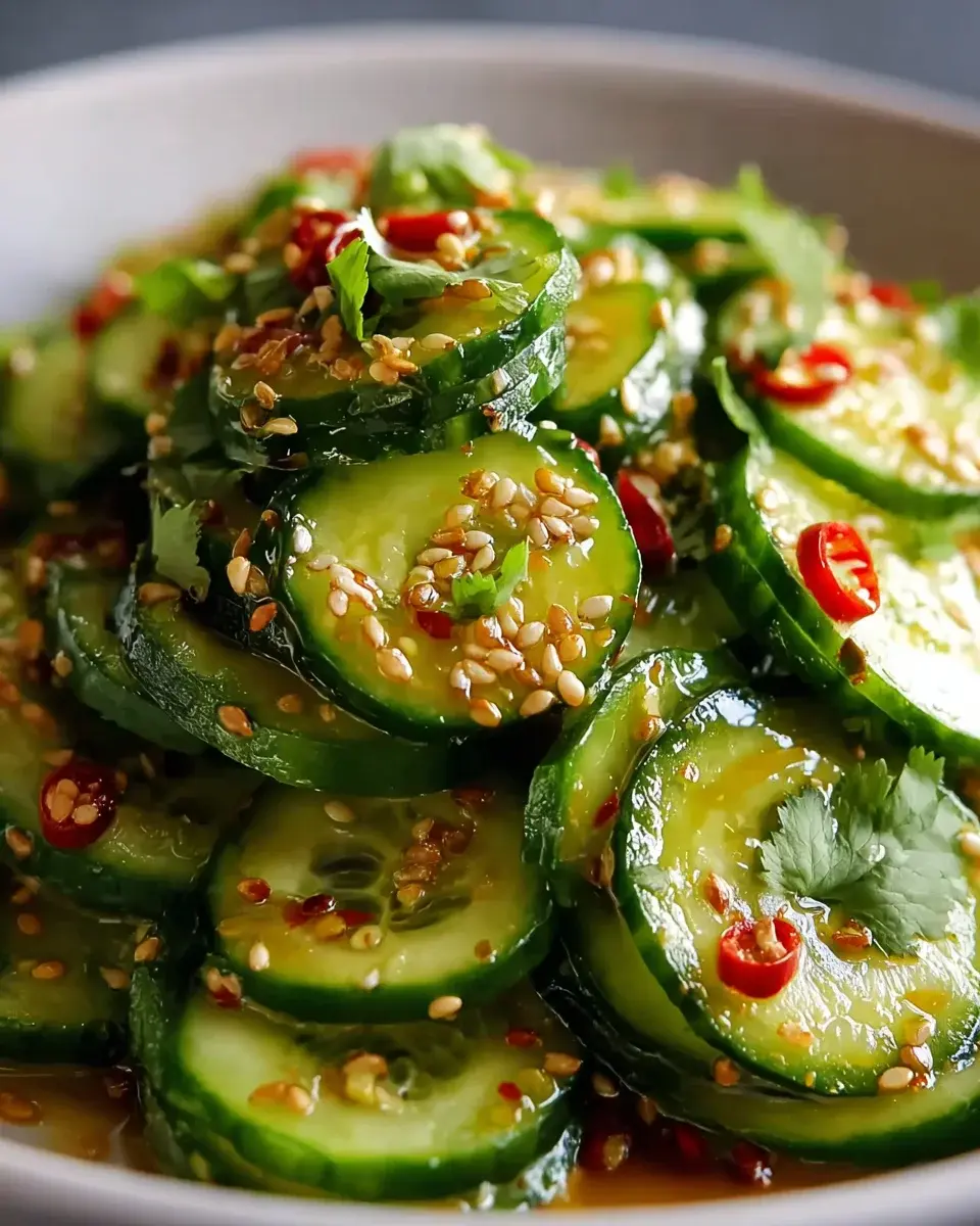 Asiatischer Gurkensalat mit Chili und Sesam