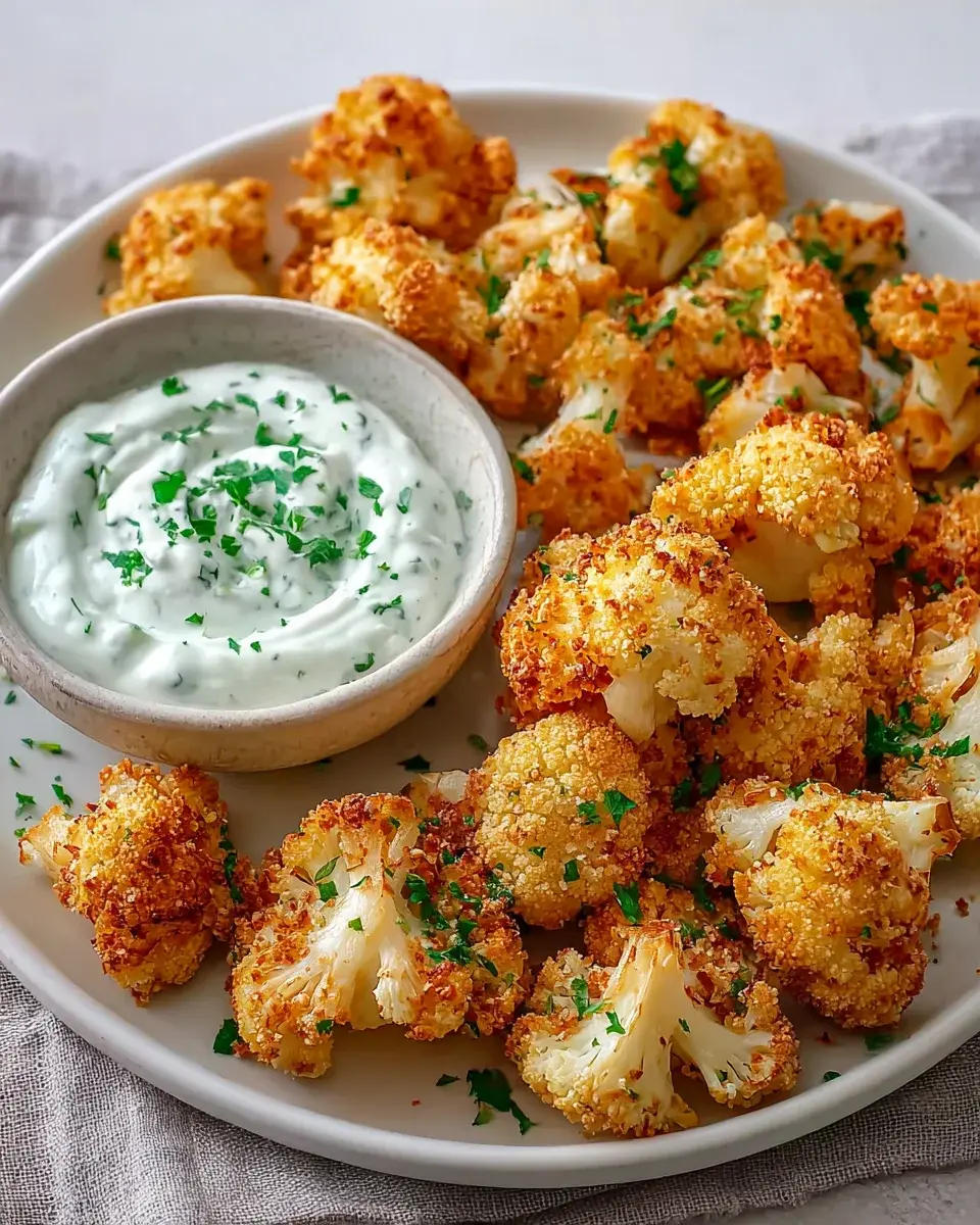 Blumenkohl Airfryer Kräuterquark