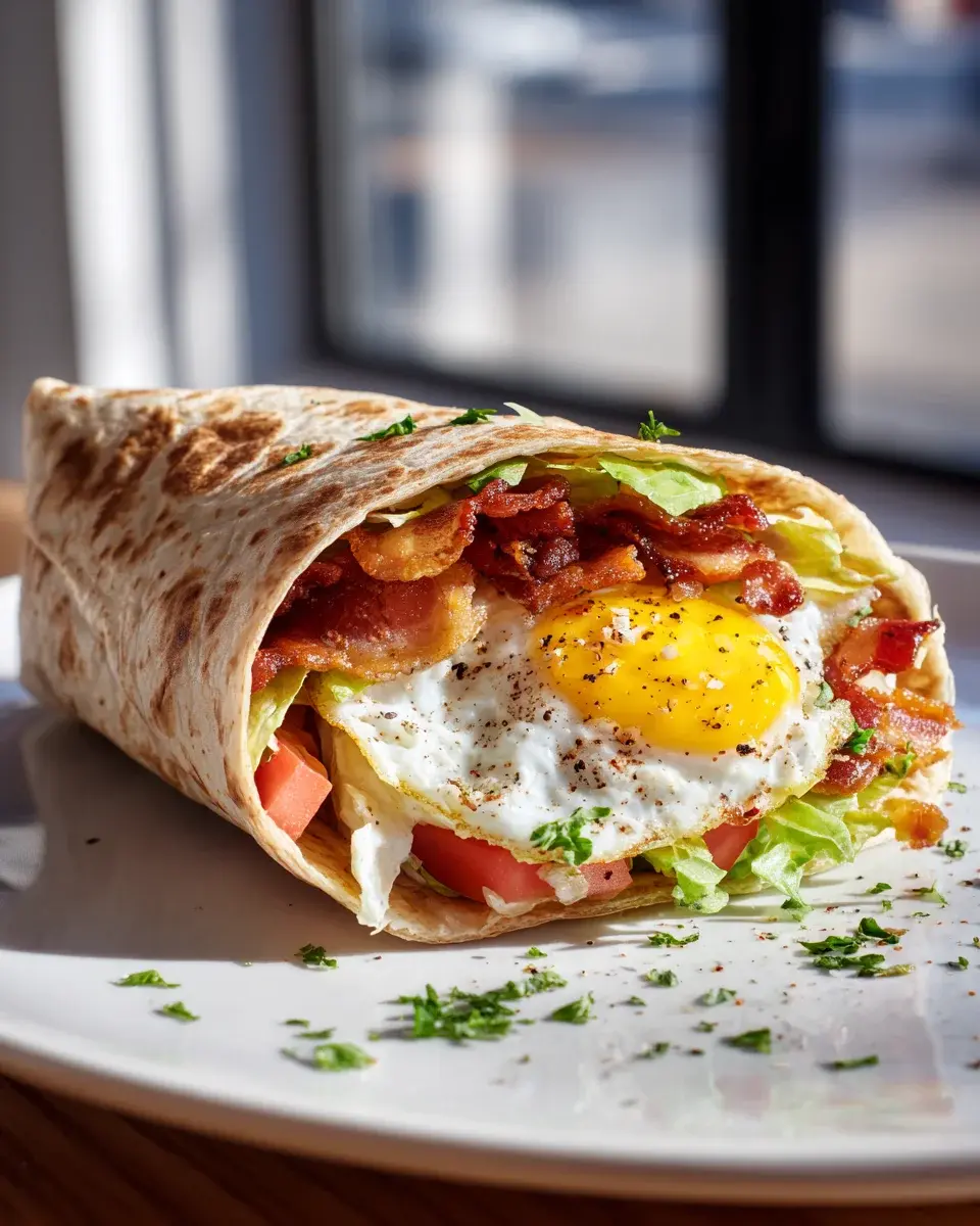 Breakfast BLT Wrap mit Spiegelei