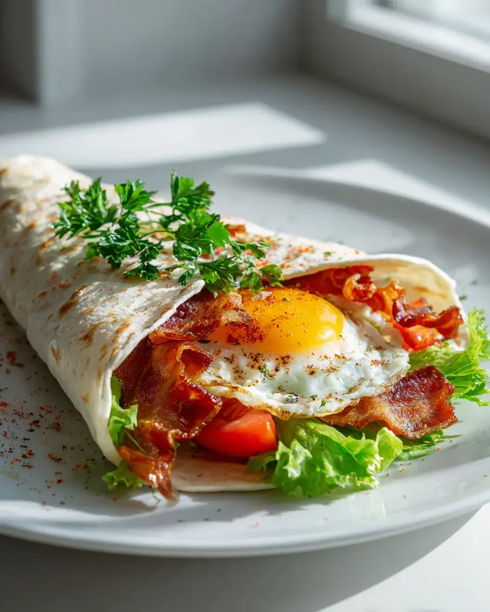 Breakfast BLT Wrap mit Spiegelei