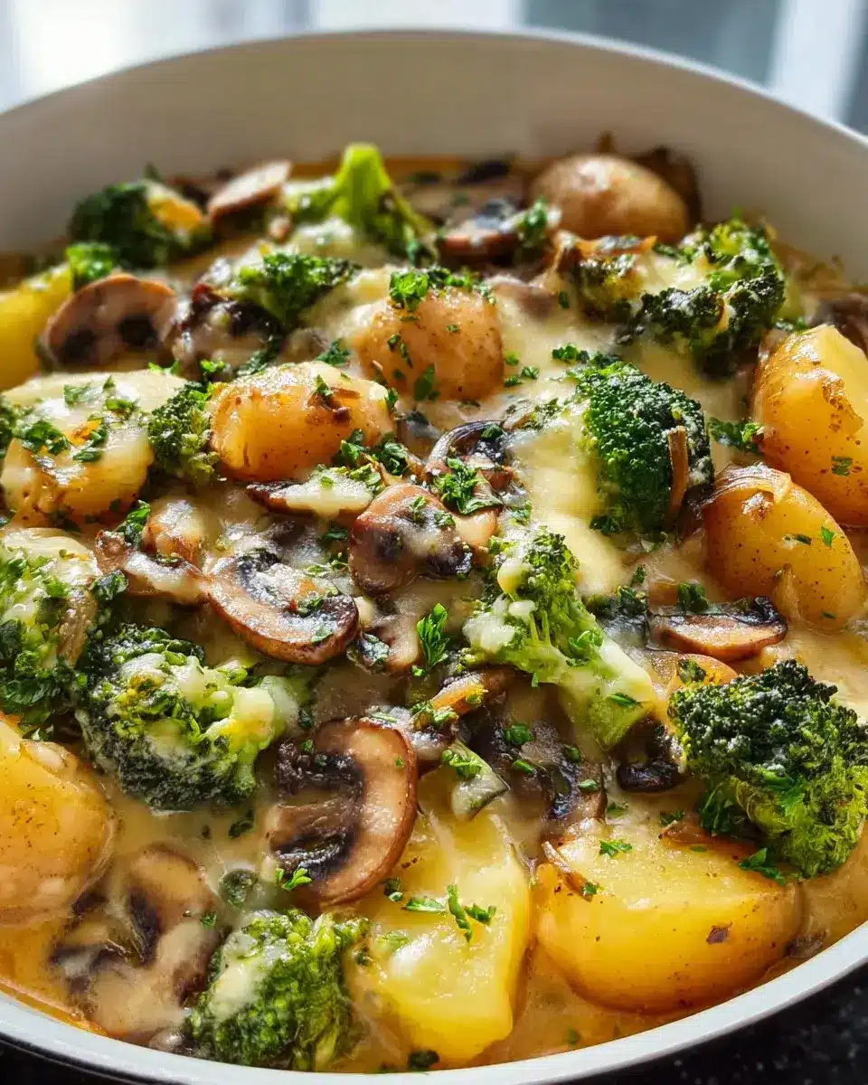 Brokkoli Kartoffel Pfanne mit Pilzen