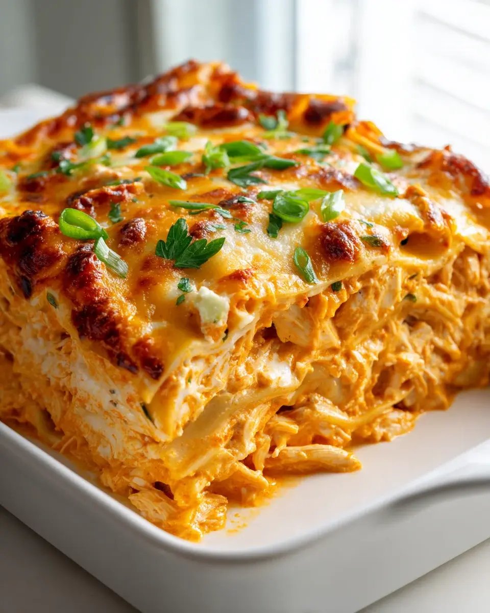 Buffalo Chicken Lasagna Bake