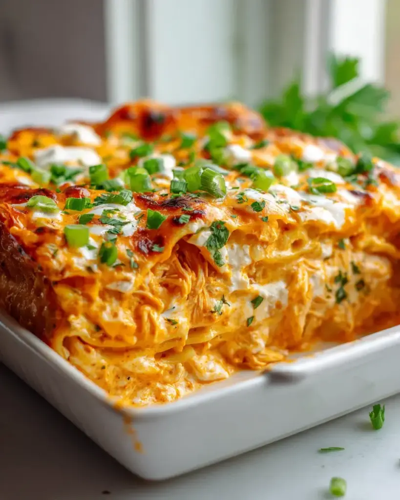Buffalo Chicken Lasagne Bake: Scharf, cremig, unwiderstehlich!