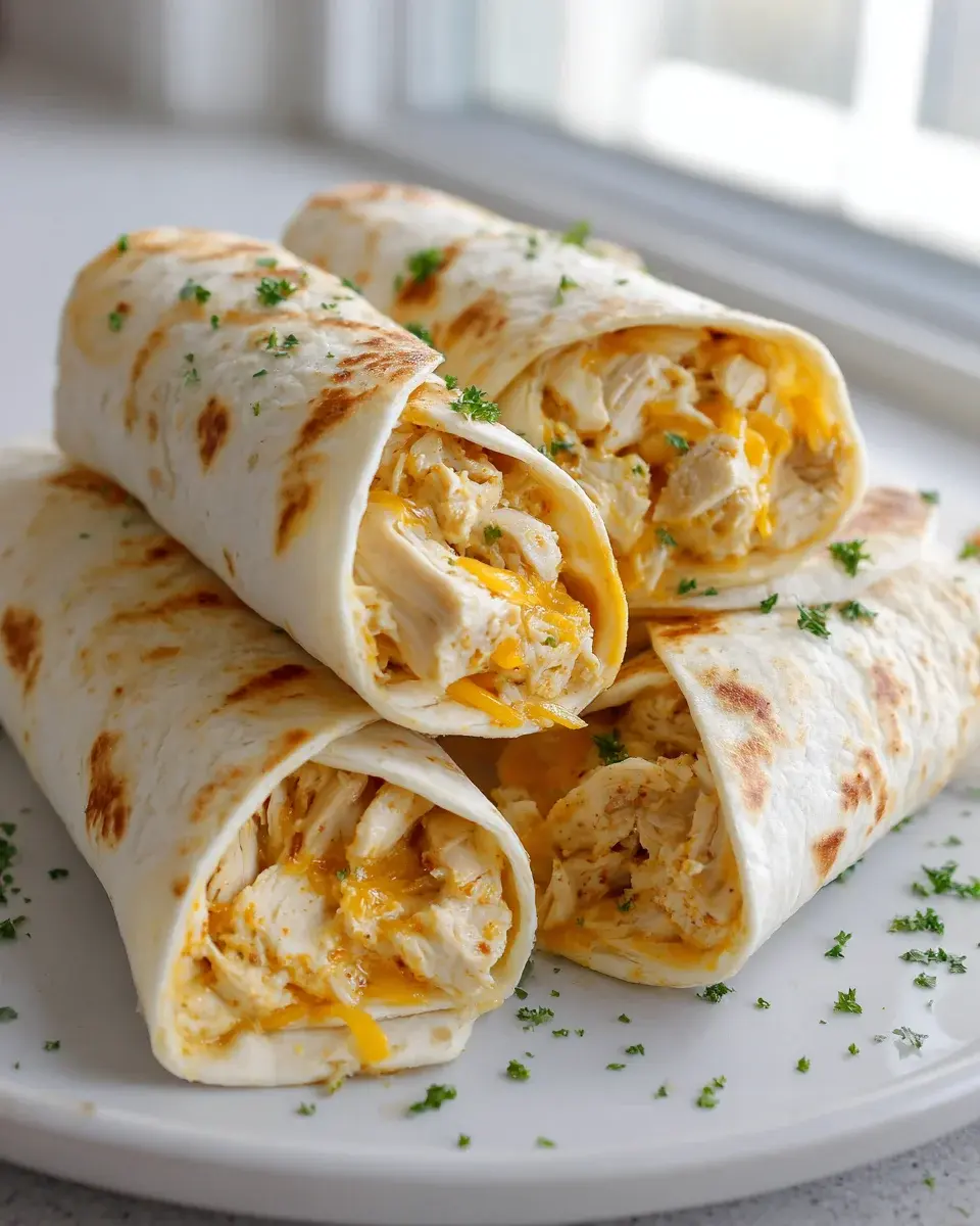 Cheesy Garlic Chicken Wraps