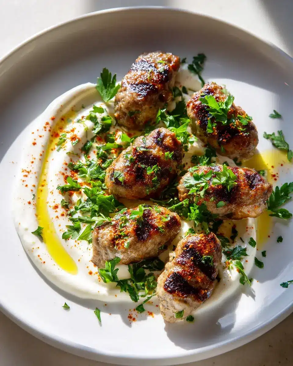 Chicken Kofta Garlic Yogurt Sauce