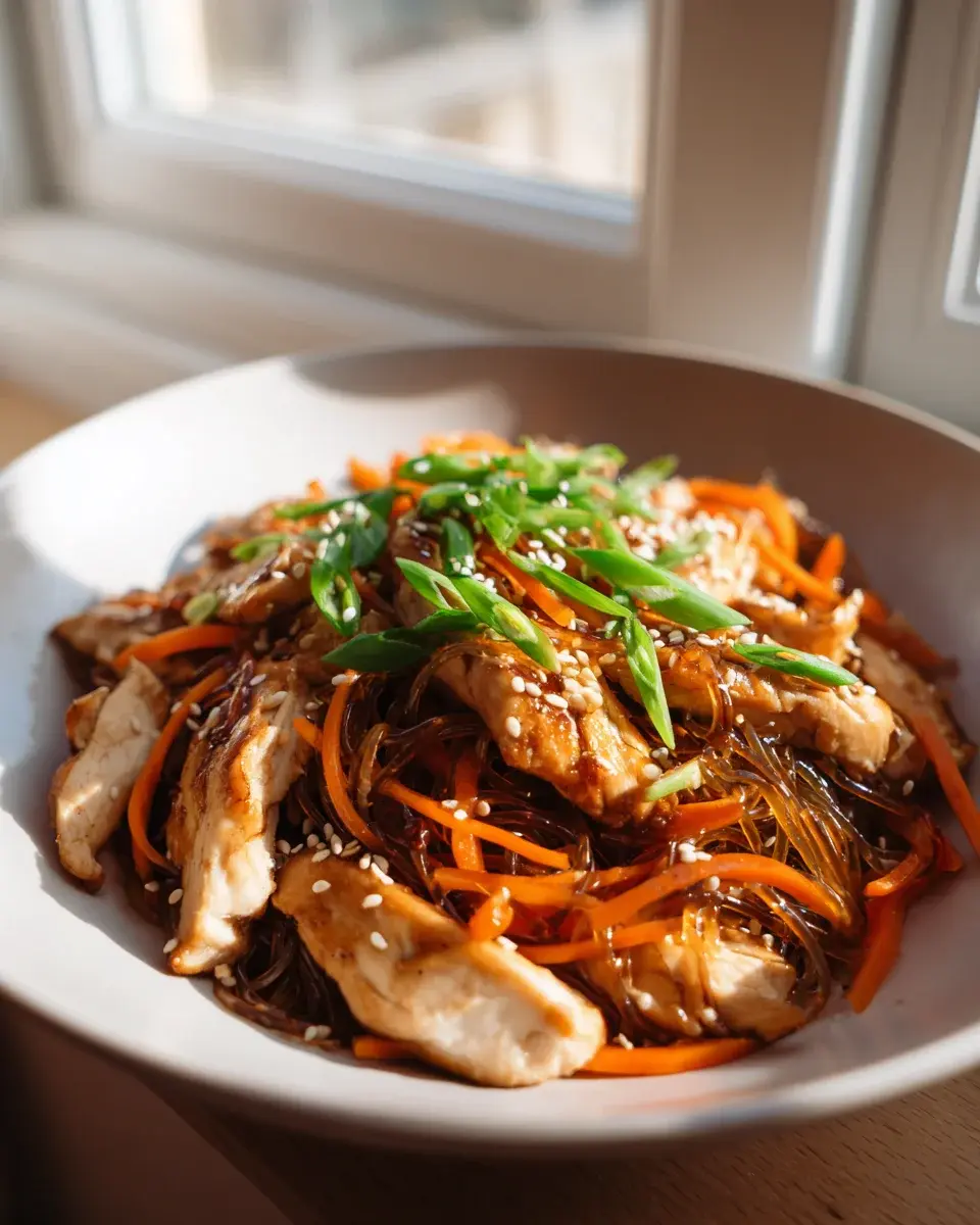 Chicken Teriyaki Glasnudeln mit Karotten