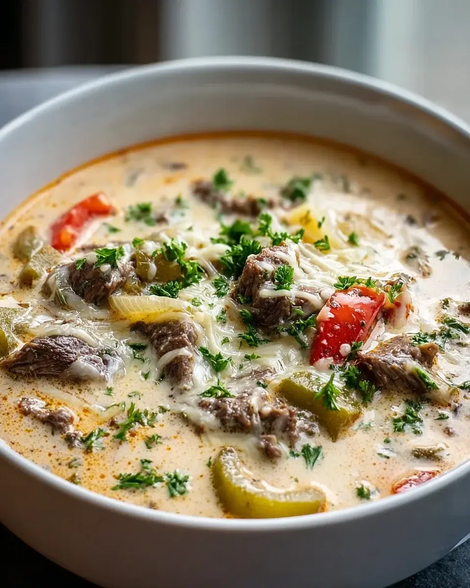 Creamy Philly Cheese Steak Soup