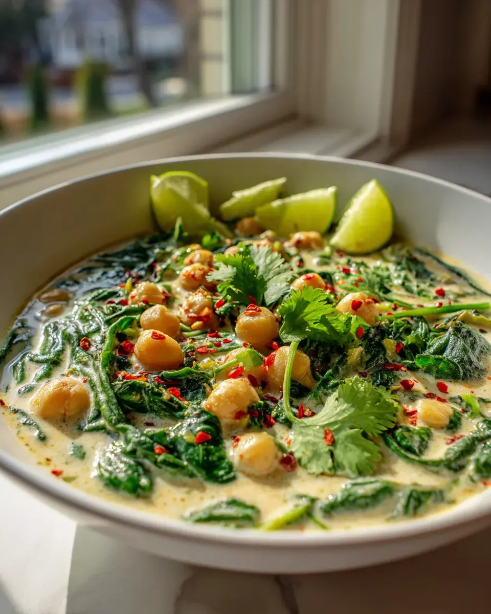 Cremiger Kokos-Kichererbsen-Spinat-Eintopf