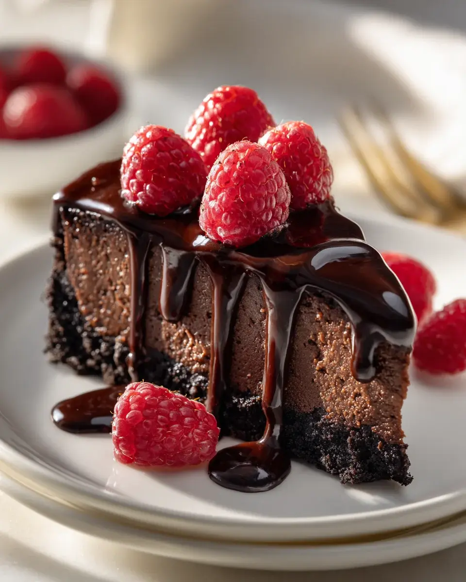 Decadent Dark Chocolate Raspberry Cheesecake