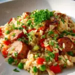 Herzhafte Wurst Reis Pfanne