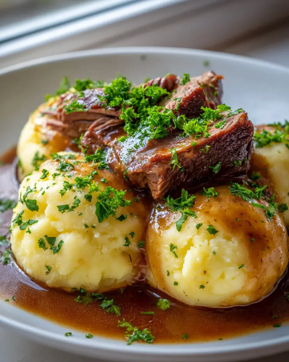 Kartoffelknydel mit Rinderbraten