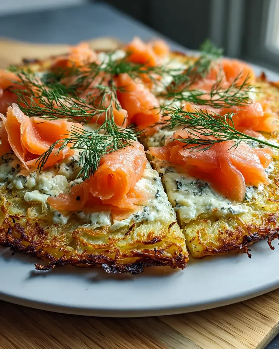 Kartoffelpizza mit geräuchertem Lachs