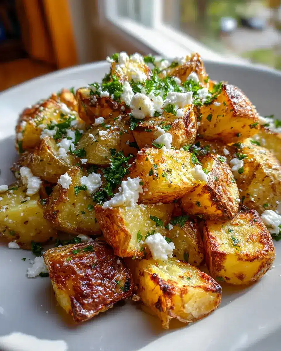 Knusprige Kartoffeln mit Feta und Knoblauch