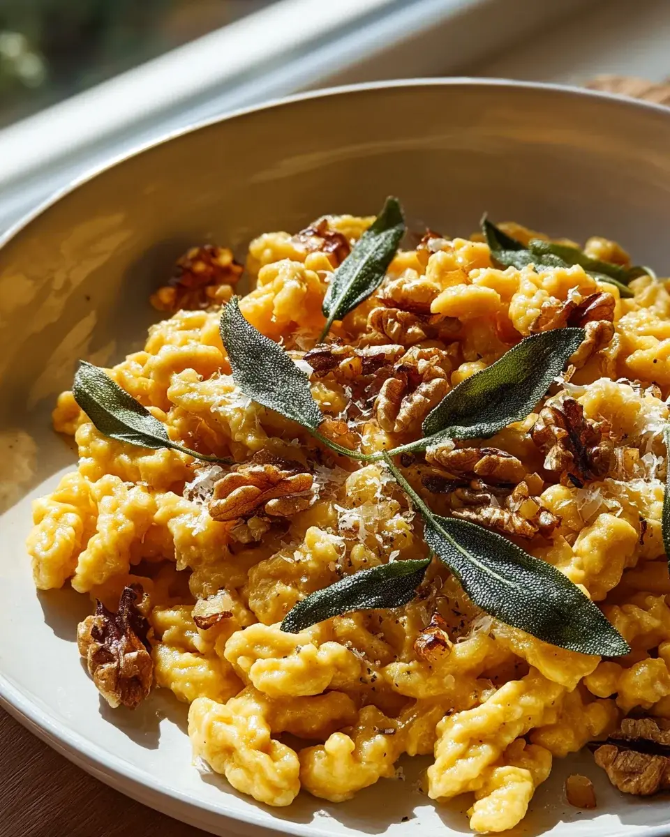 Kürbis Spätzle Walnuss Salbei