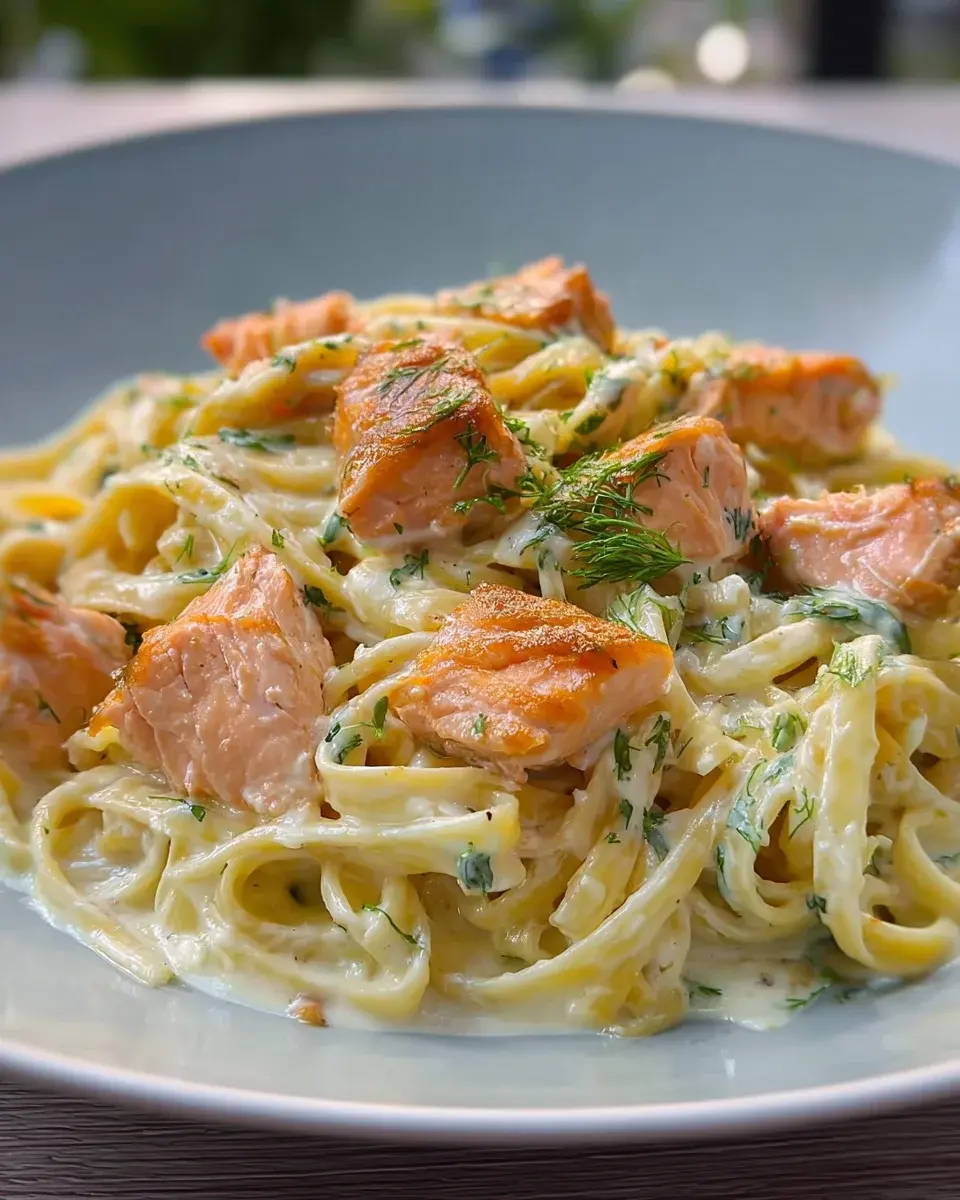 Pasta mit Lachs und Sahnesauce