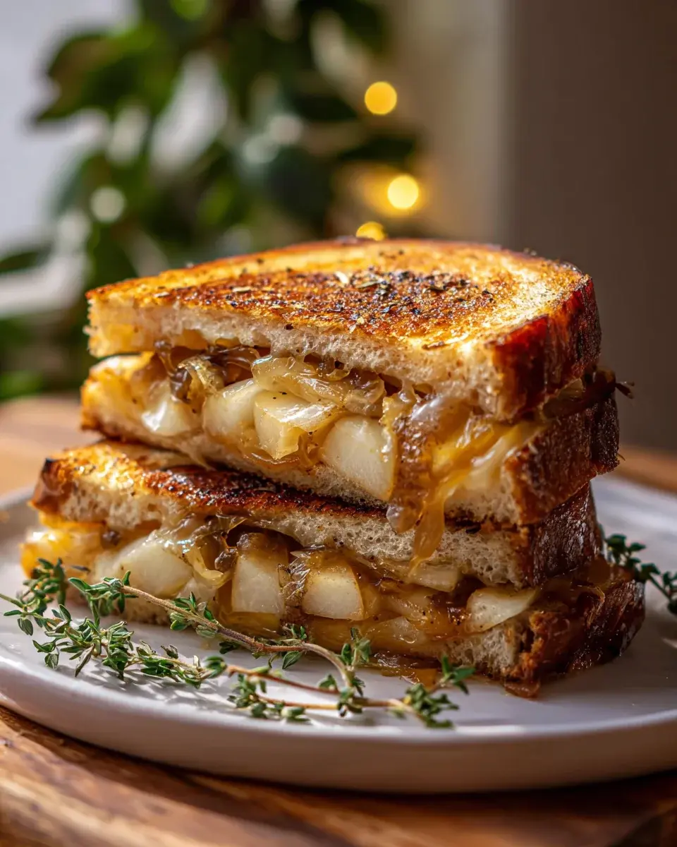 Pear Apple Grilled Cheese With Caramelized Onions
