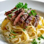Pikantes Steak Gorgonzola Alfredo