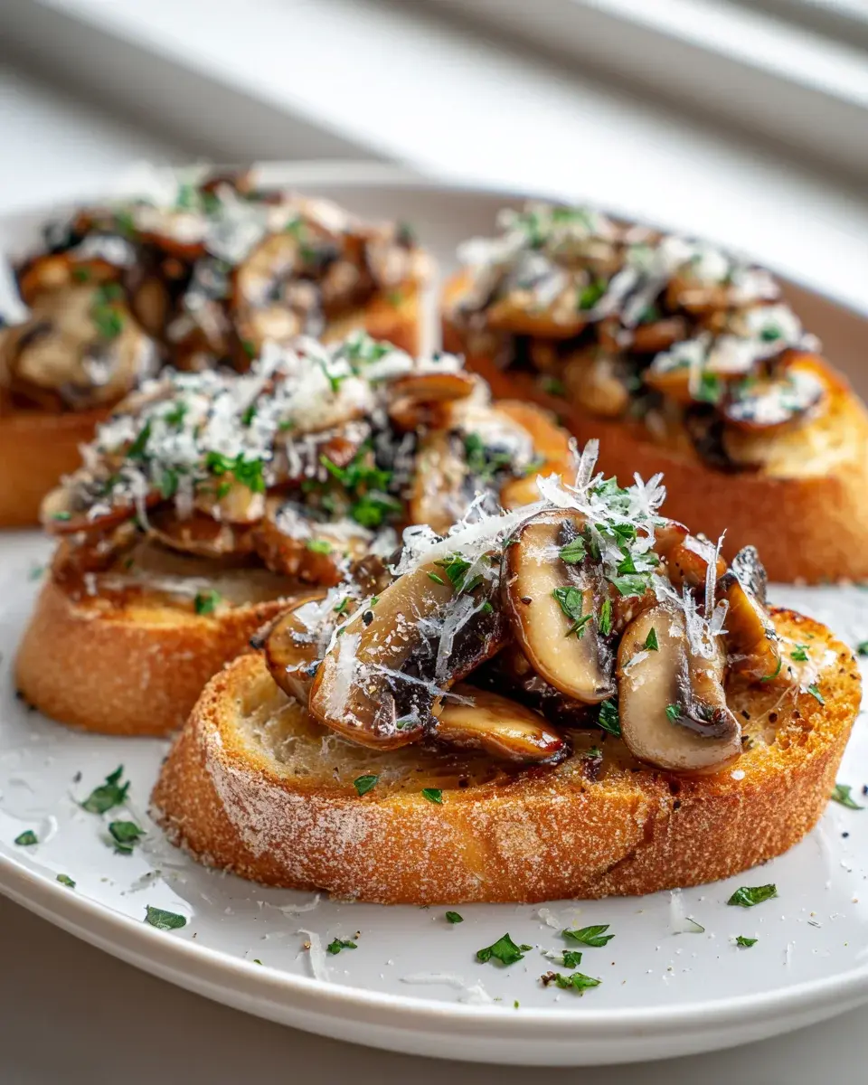 Pilz Knoblauch Crostini Mit Parmesan