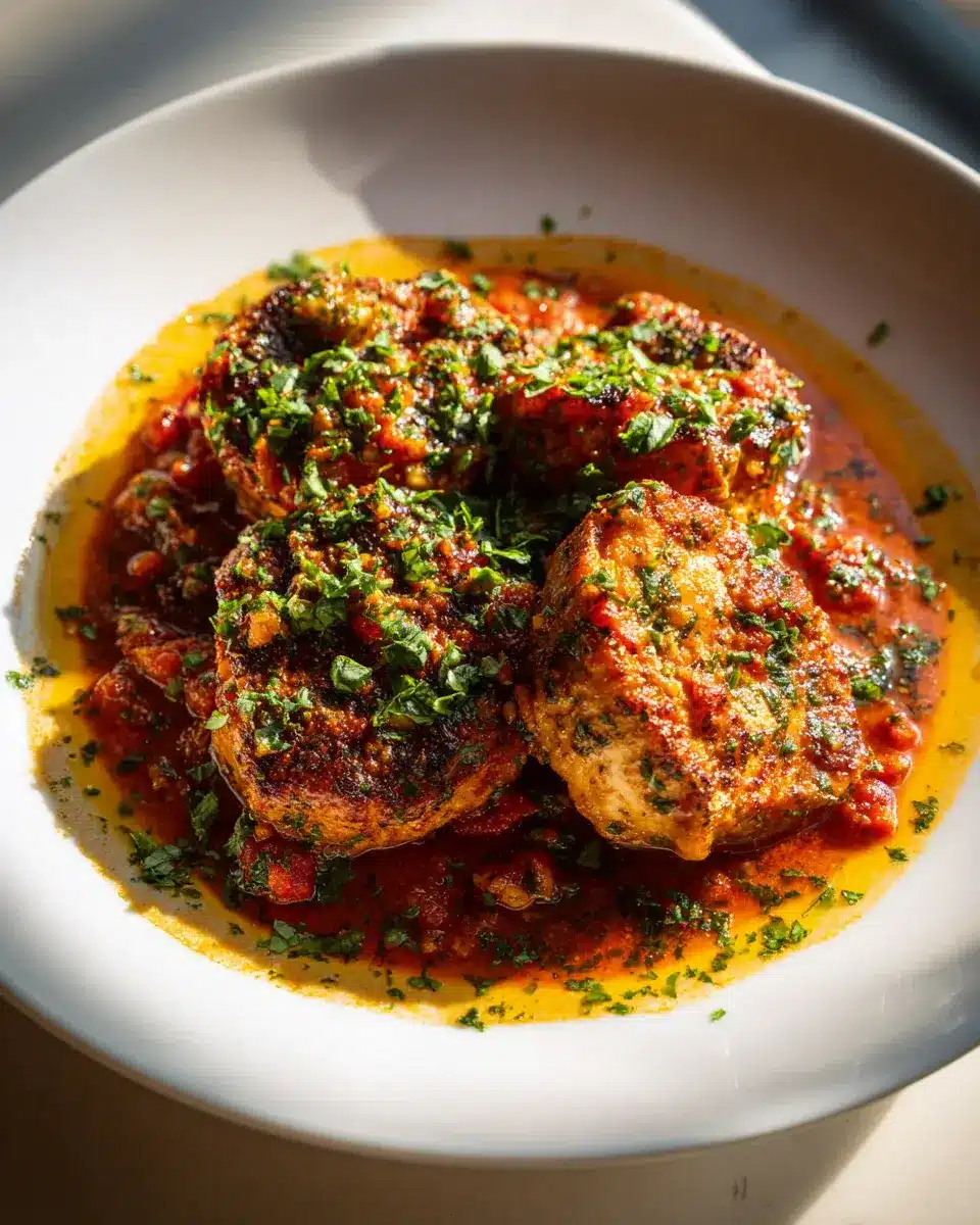 Protein Medaillons in Tomaten Kryuter Soye