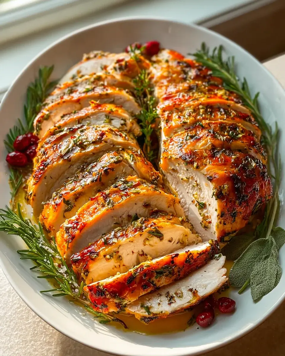 Roasted Turkey Breast With Garlic Herb Butter