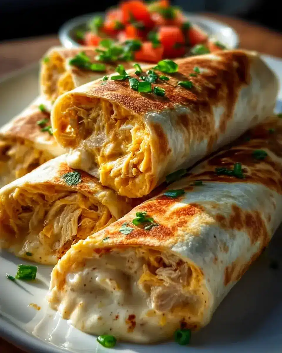 Schnelle Käse Knoblauch Hähnchen Wraps