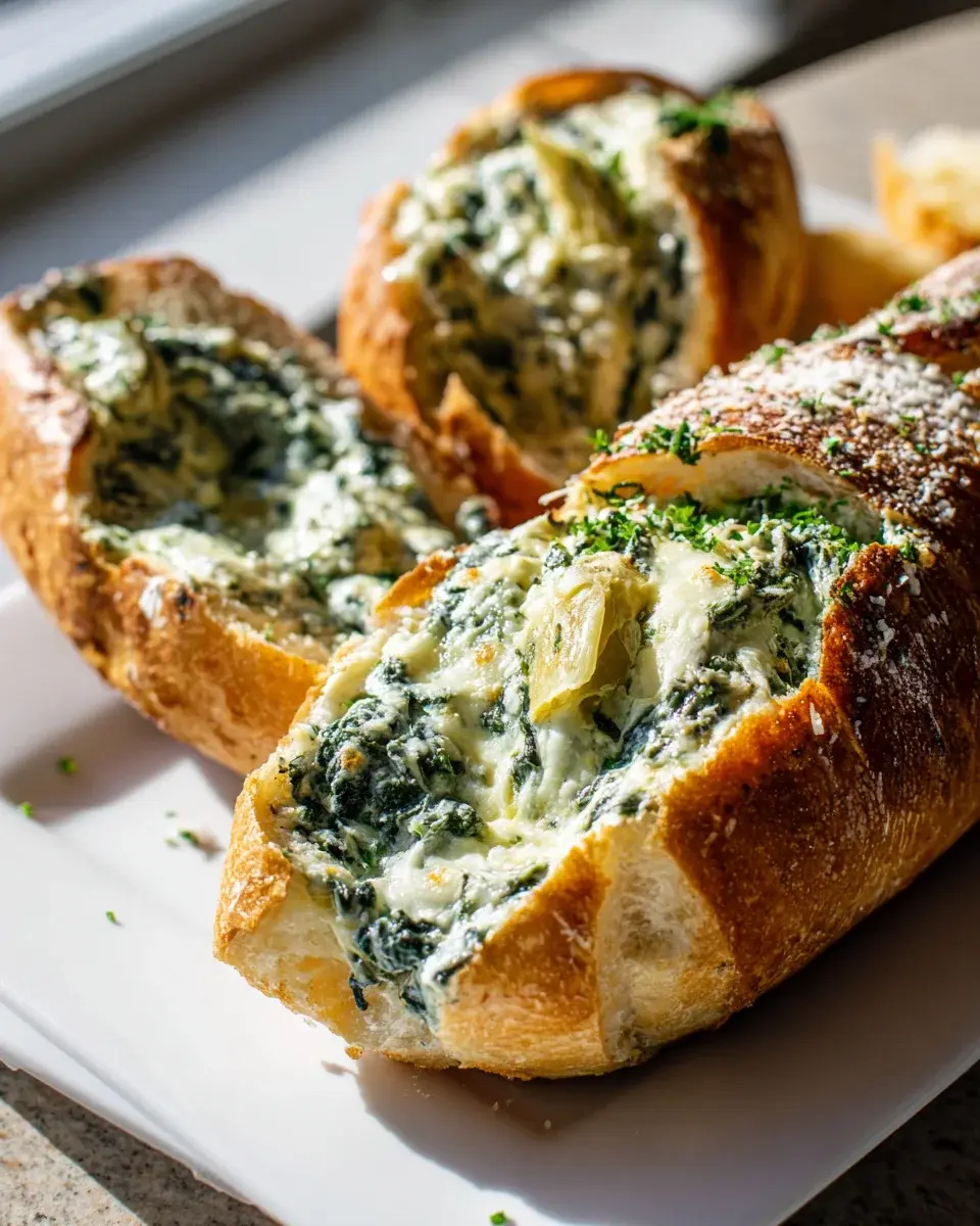 Spinach Artichoke Dip Stuffed Baguettes