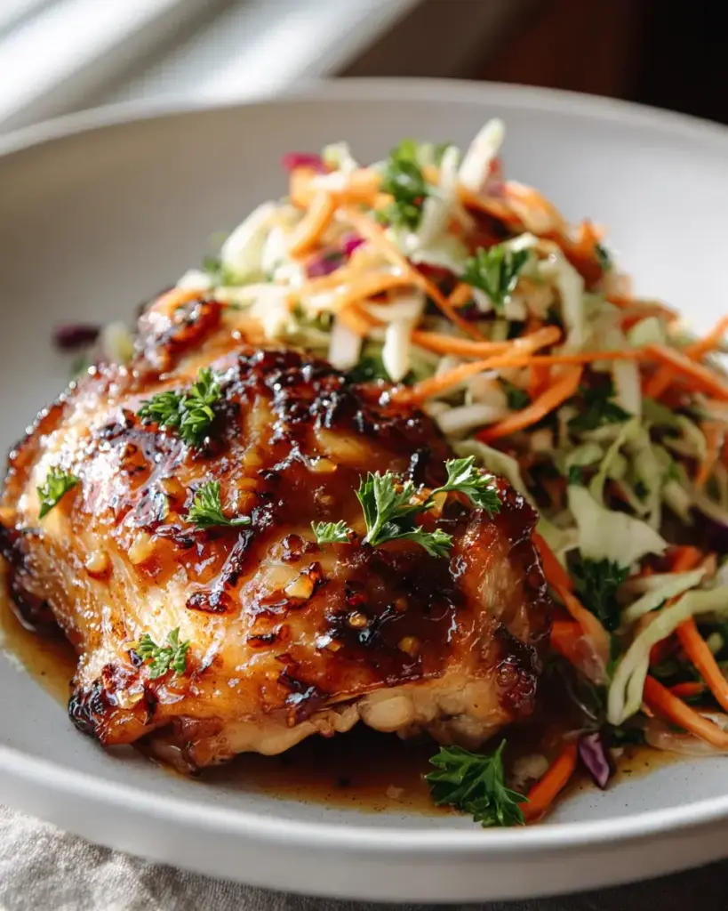 Klebriges Apfelmost-Hühnchen mit knackigem Herbst-Slaw