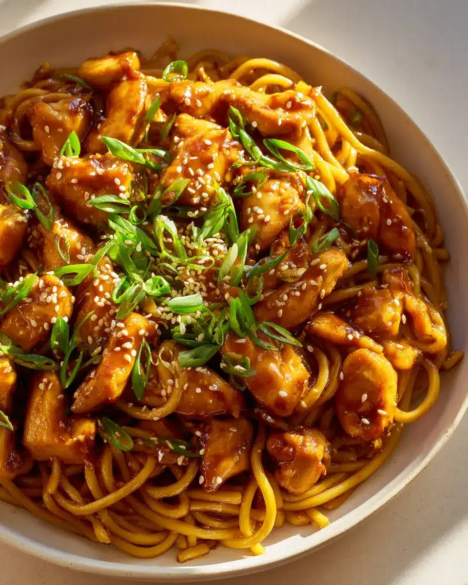 Sticky Garlic Chicken Noodles