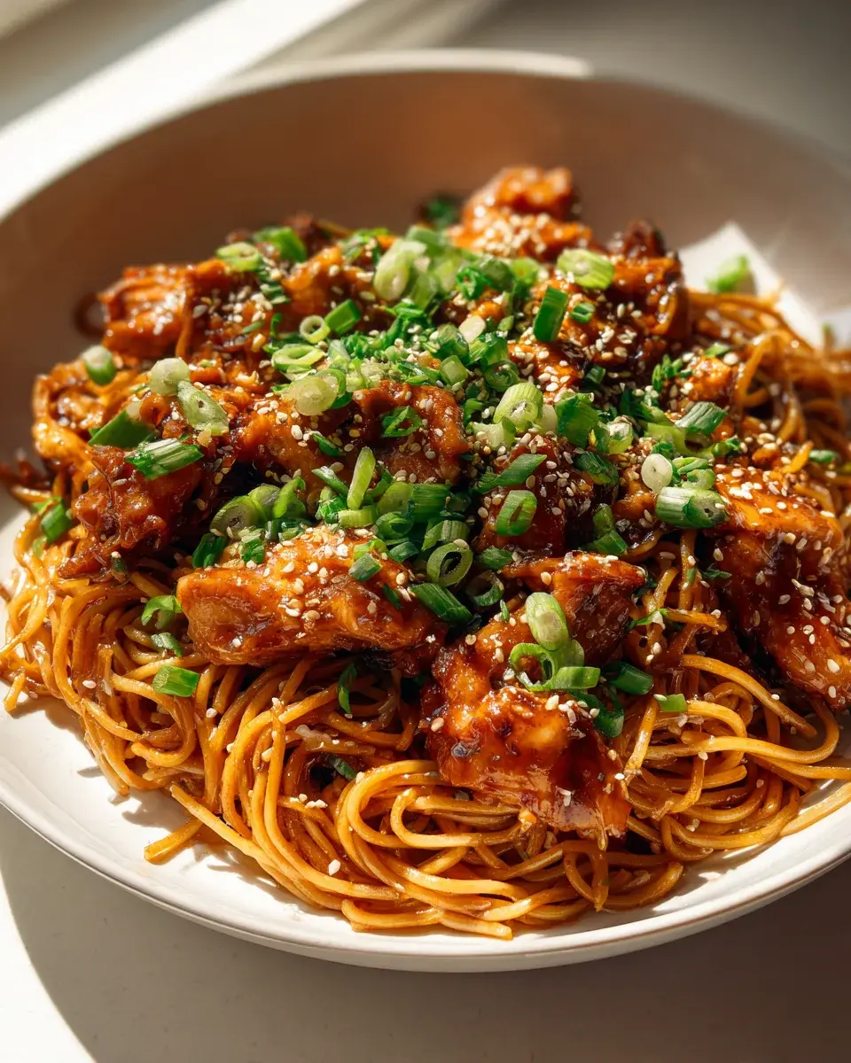 Sticky Garlic Chicken Noodles 1
