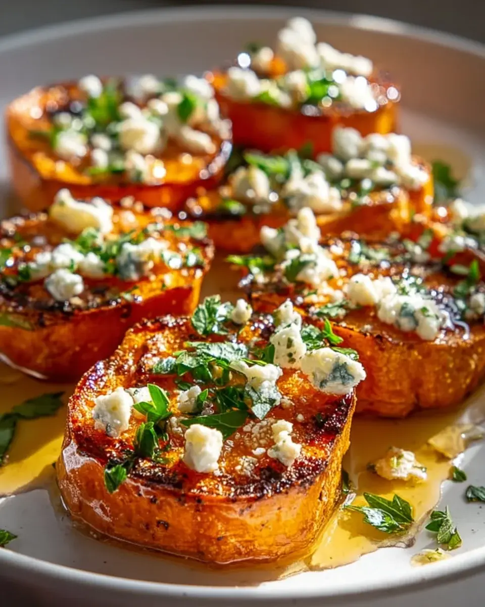 Süßkartoffelrunden Honig Feta