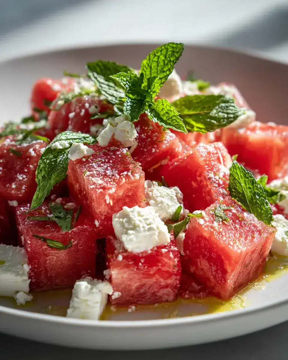 Wassermelonen Feta Salat mit Minze