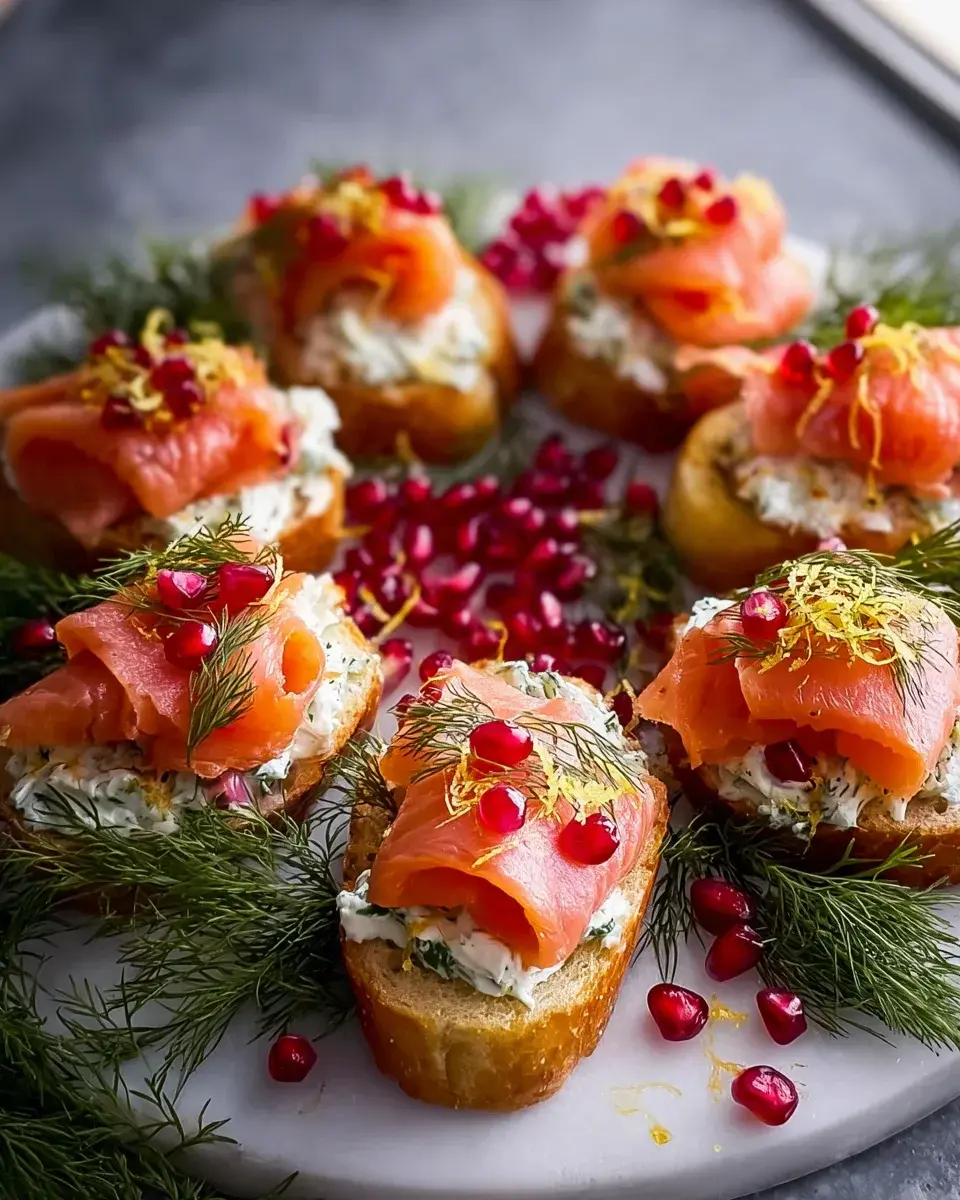 Weihnachts Lachs Bruschetta Kranz